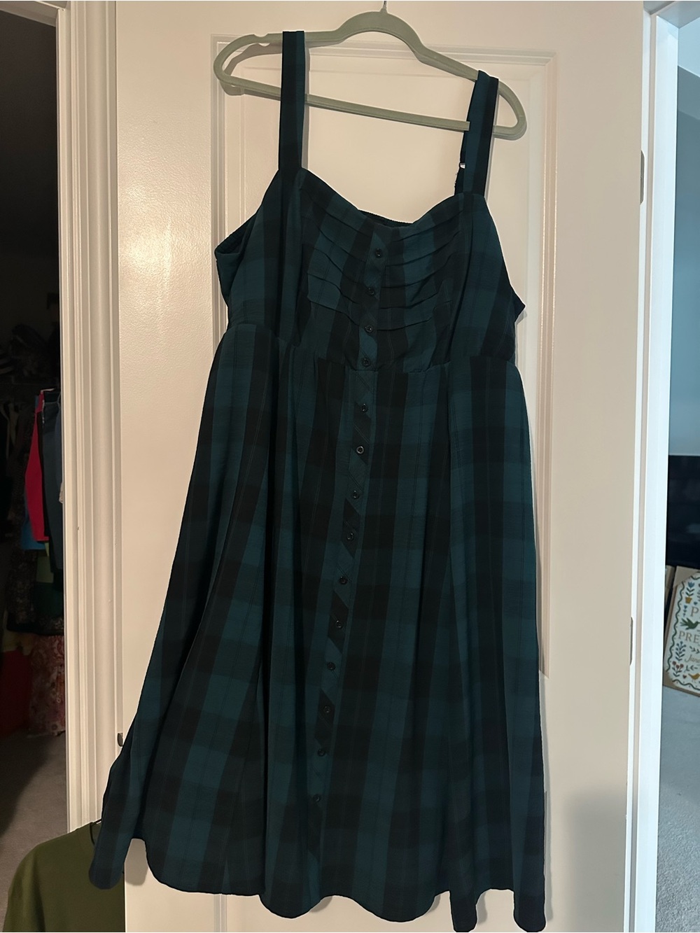 Torrid Green and Black Plaid dress with Button Front